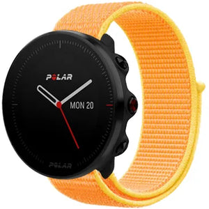 Nylon Strap, light yellow, on a watch, 3/4 front view