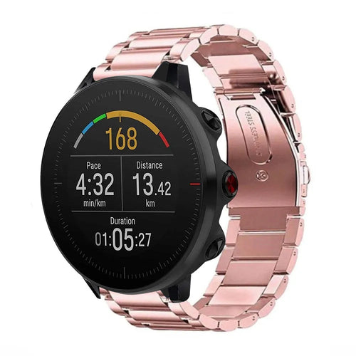 Steel Strap, pink, on a watch, 3/4 front view