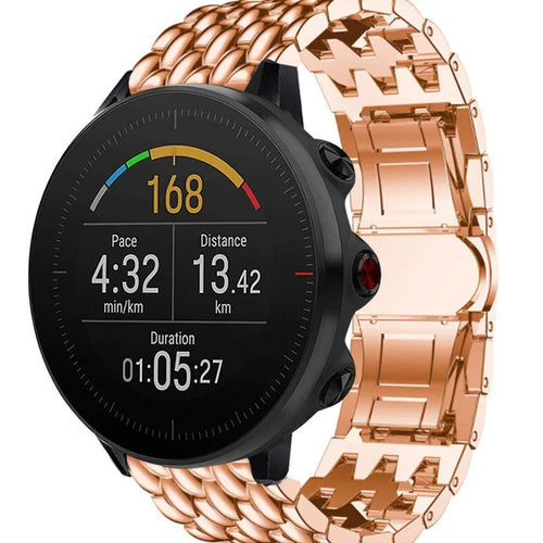 Steel Dragon Strap, rose gold, on a watch, 3/4 front view