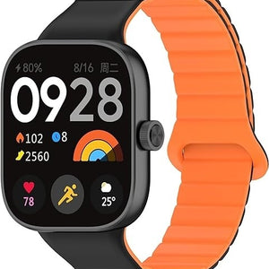 Redmi Watch 4 Magnetic Silicone Strap (Black/Orange)