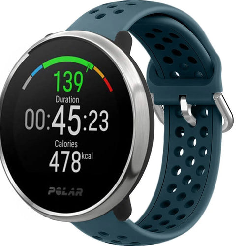 Breathable Silicone Strap, rock green, on a watch, 3/4 front view