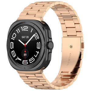 Steel Strap, rose gold, on a watch, 3/4 front view