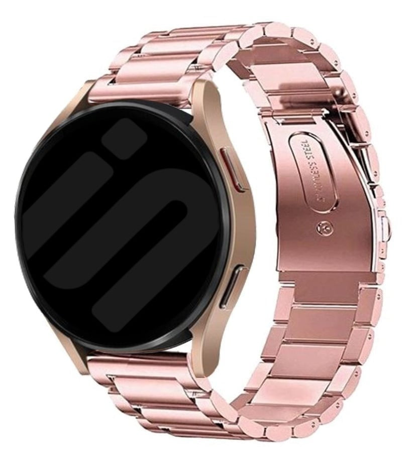 Steel Strap, pink, on a watch, 3/4 front view