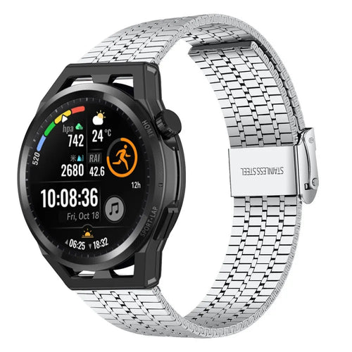 Fine Steel Strap, silver, on a watch, 3/4 front view