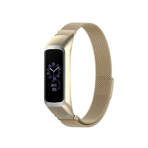 Milanese Strap, champagne, on a watch, 3/4 front view
