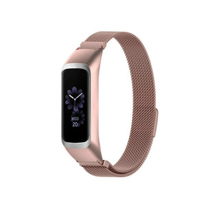 Milanese Strap, pink, on a watch, 3/4 front view