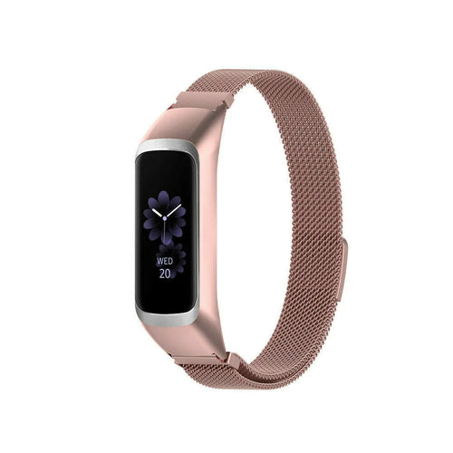 Milanese Strap, pink, on a watch, 3/4 front view