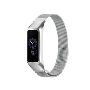 Milanese Strap, silver, on a watch, 3/4 front view