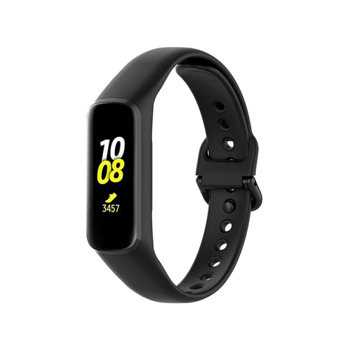 Silicone Strap, black, on a watch, 3/4 front view