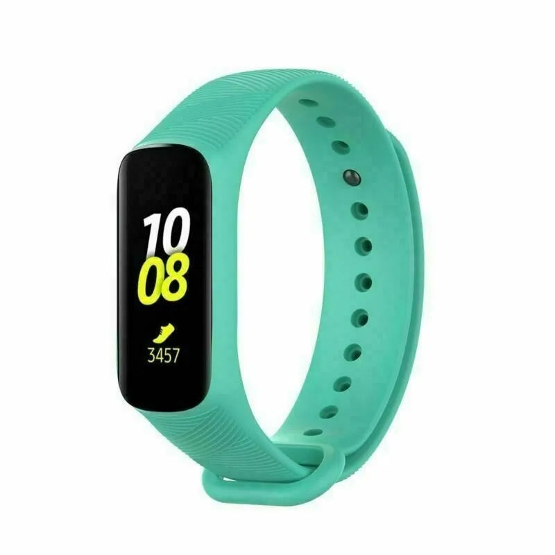 Silicone Strap, aqua, on a watch, 3/4 front view
