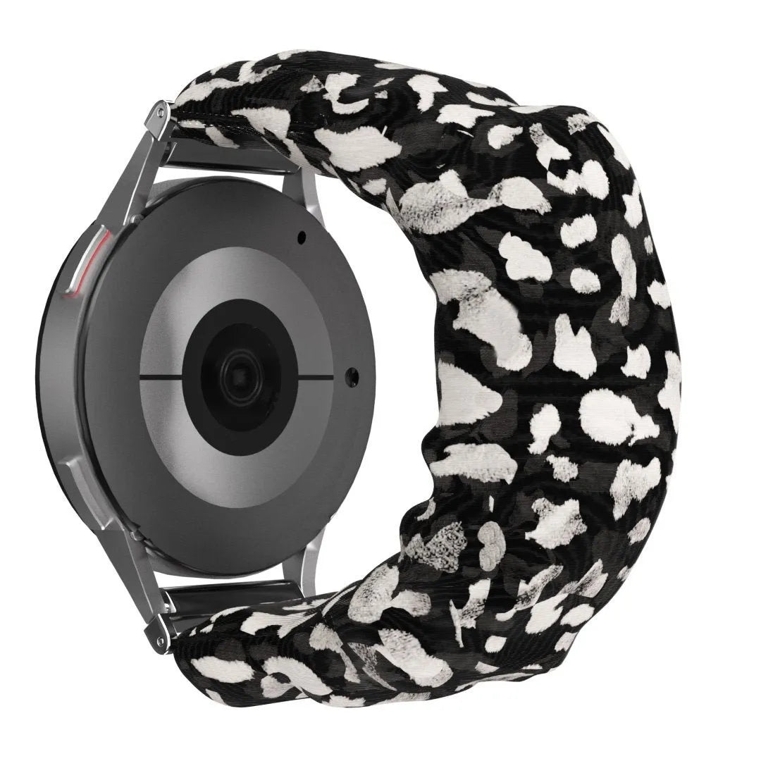 Nylon Scrunchie Strap, spotted, on a watch, 3/4 front view