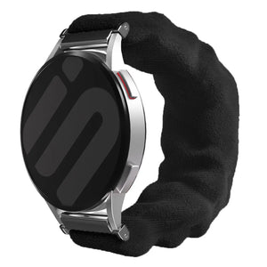 Nylon Scrunchie Strap, black, on a watch, 3/4 front view
