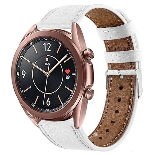 Modern Leather Strap, white, on a watch, 3/4 front view