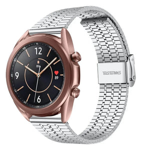 Fine Steel Strap, silver, on a watch, 3/4 front view
