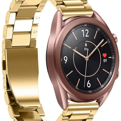 Steel Strap, gold, on a watch, 3/4 front view