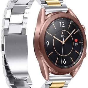 Steel Strap, silver/gold, on a watch, 3/4 front view