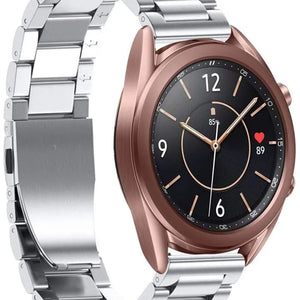 Steel Strap, silver, on a watch, 3/4 front view