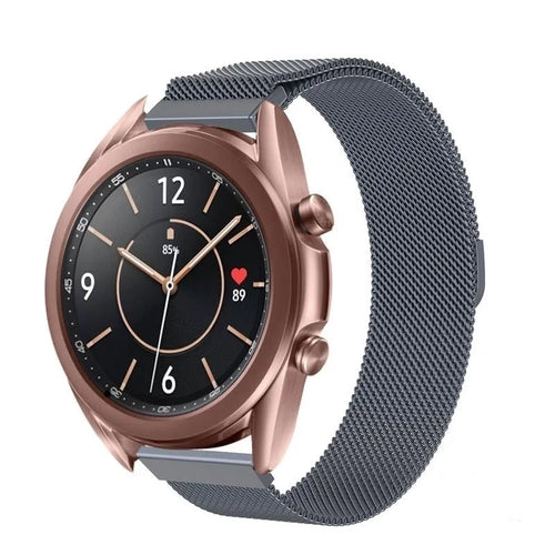 Milanese Strap, space grey, on a watch, 3/4 front view