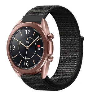 Nylon Strap, black, on a watch, 3/4 front view