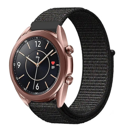 Nylon Strap, black, on a watch, 3/4 front view