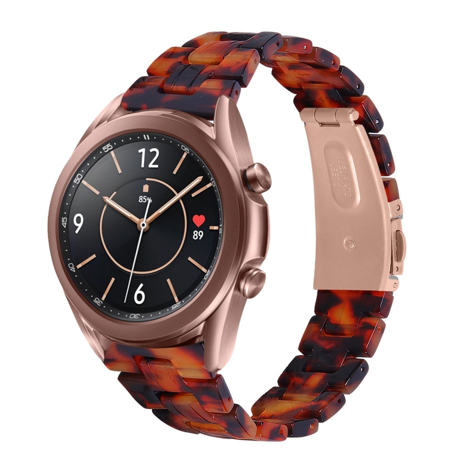 Metal Resin Strap, lava, on a watch, 3/4 front view