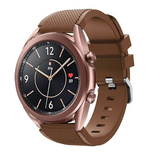 Twill Silicone Strap, brown, on a watch, 3/4 front view