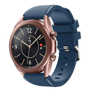 Twill Silicone Strap, dark blue, on a watch, 3/4 front view