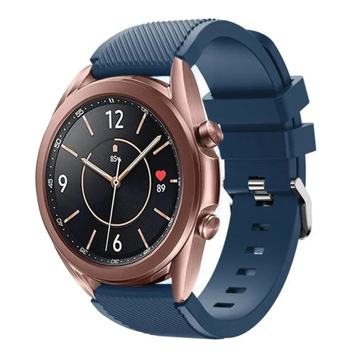 Twill Silicone Strap, dark blue, on a watch, 3/4 front view
