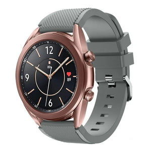 Twill Silicone Strap, grey, on a watch, 3/4 front view