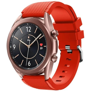 Twill Silicone Strap, red, on a watch, 3/4 front view