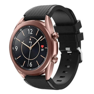 Twill Silicone Strap, black, on a watch, 3/4 front view