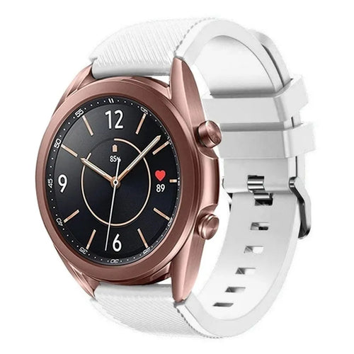 Twill Silicone Strap, white, on a watch, 3/4 front view