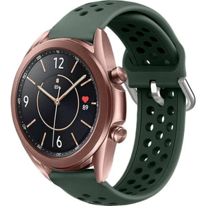 Breathable Silicone Strap, army green, on a watch, 3/4 front view