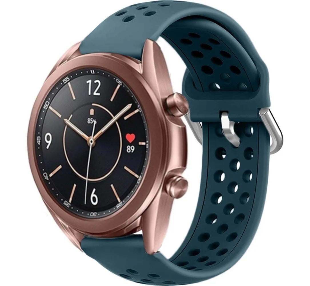 Breathable Silicone Strap, on a watch, 3/4 front view