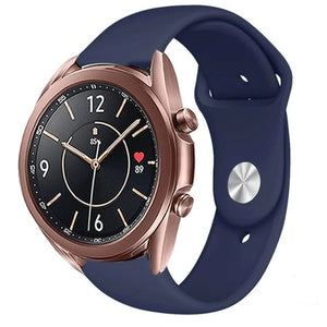 Silicone Sport Strap, dark blue, on a watch, 3/4 front view