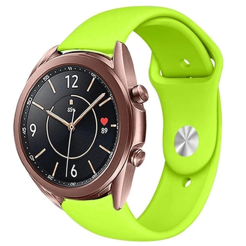 Silicone Sport Strap, light green, on a watch, 3/4 front view