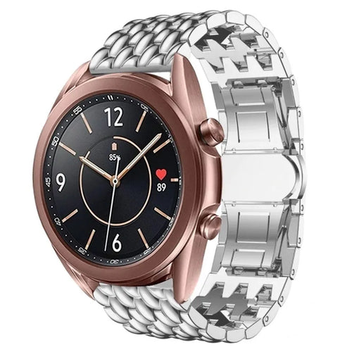 Steel Dragon Strap, silver, on a watch, 3/4 front view