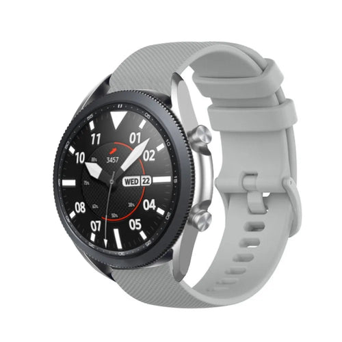 Premium Silicone Strap, grey, on a watch, 3/4 front view