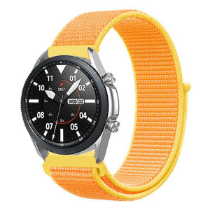 Nylon Strap, light yellow, on a watch, 3/4 front view