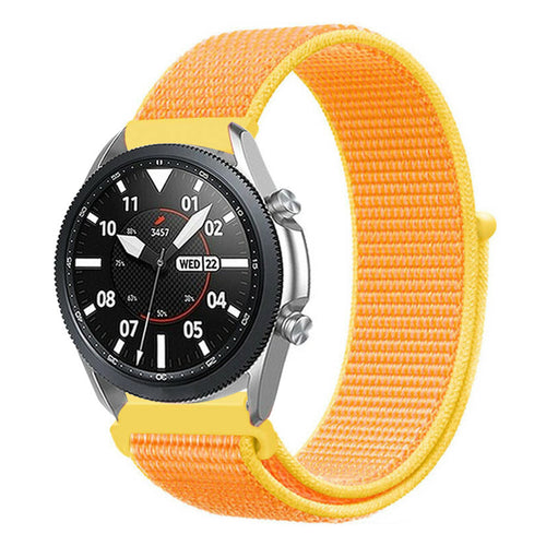 Nylon Strap, light yellow, on a watch, 3/4 front view