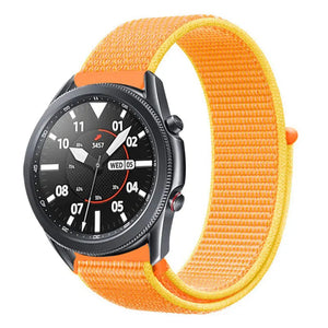 Nylon Strap, orange/yellow, on a watch, 3/4 front view