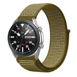 Nylon Strap, olive, on a watch, 3/4 front view