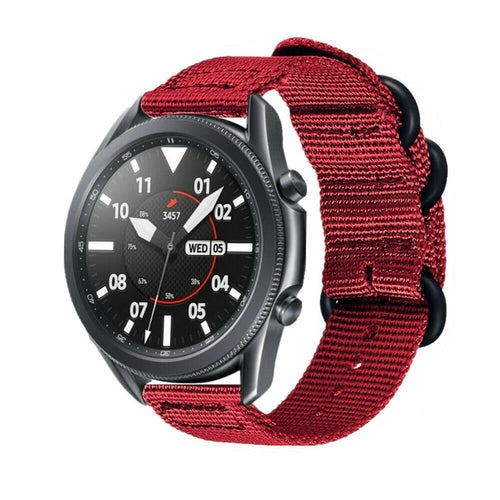 Nylon Buckle Strap, red, on a watch, 3/4 front view