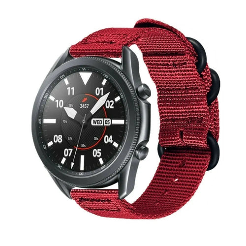 Nylon Buckle Strap, red, on a watch, 3/4 front view