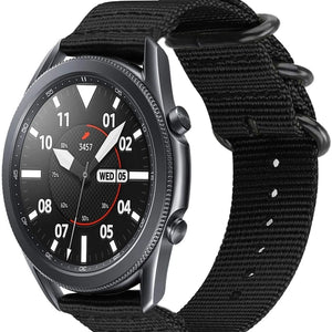 Nylon Buckle Strap, black, on a watch, 3/4 front view