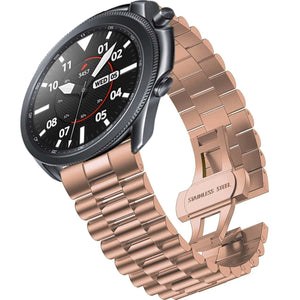 Presidential Steel Strap, rose gold, on a watch, 3/4 front view