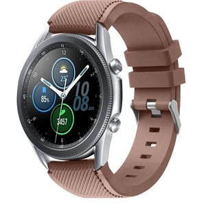 Twill Silicone Strap, brown, on a watch, 3/4 front view