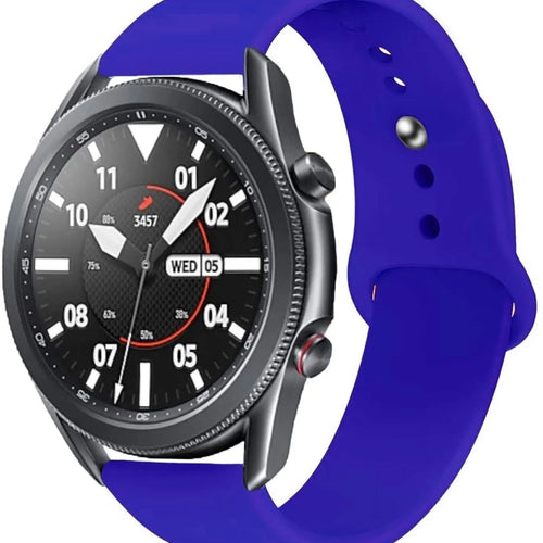 Silicone Sport Strap, blue, on a watch, 3/4 front view
