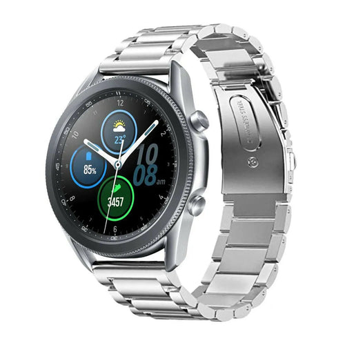 Titanium Strap, silver, on a watch, 3/4 front view