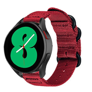 Nylon Buckle Strap, red, on a watch, 3/4 front view